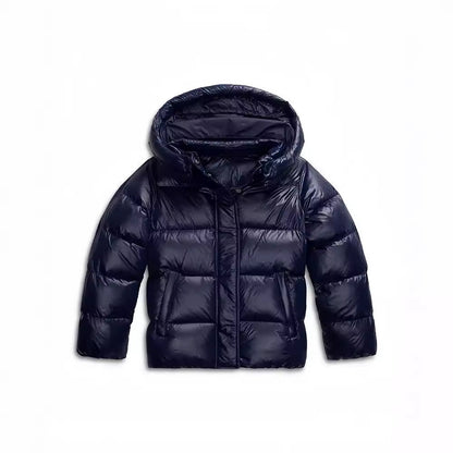 Women's hooded quilted puffer jacket with front zipper
