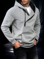 Men's hooded sweatshirt with diagonal zipper and kangaroo pocket