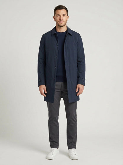 Men's padded button-front coat with shirt collar and quilted interior