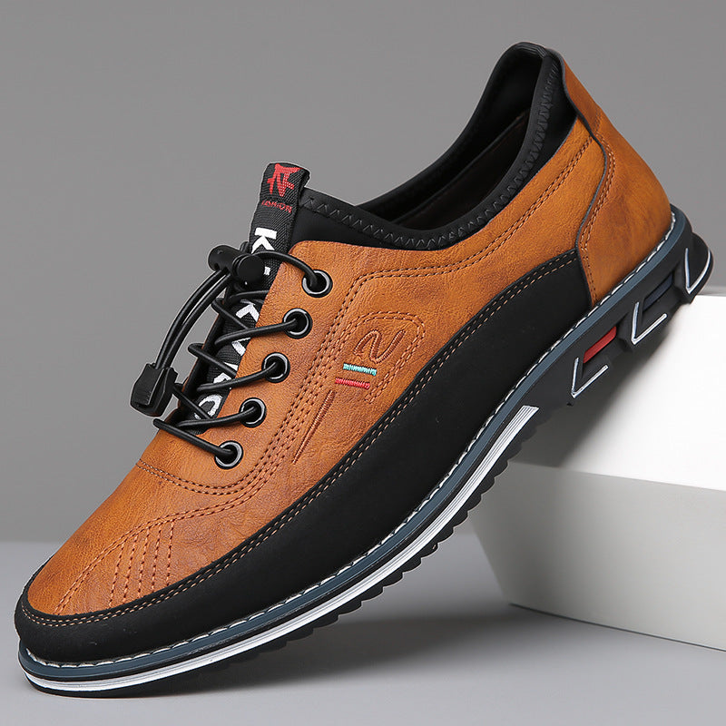 Men's Oxford-style lace-up shoes with contrast panels and flat textured soles