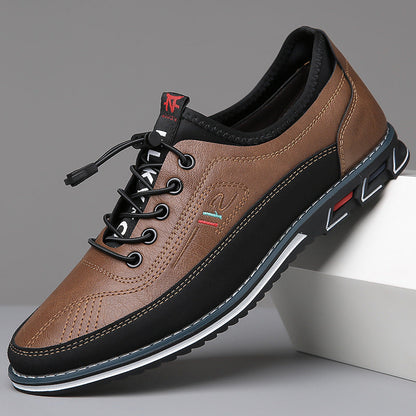 Men's Oxford-style lace-up shoes with contrast panels and flat textured soles