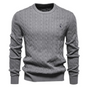 Men's cable knit sweater with crew neck and long sleeves