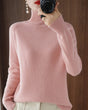Women's ribbed high neck sweater with long sleeves