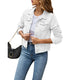 Women's relaxed denim jacket with button front and chest pockets