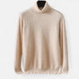 Men's plain long-sleeve turtleneck sweater with ribbed trims