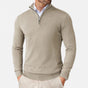 Men's slim-fit quarter-zip sweater with mock neck and long sleeves