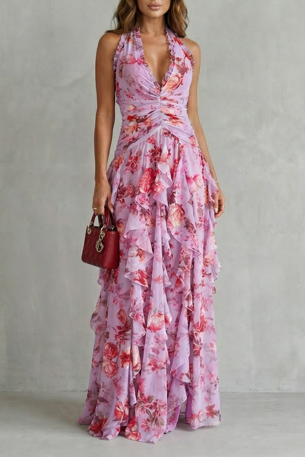 Bellatrix - Floral Halter Maxi Dress