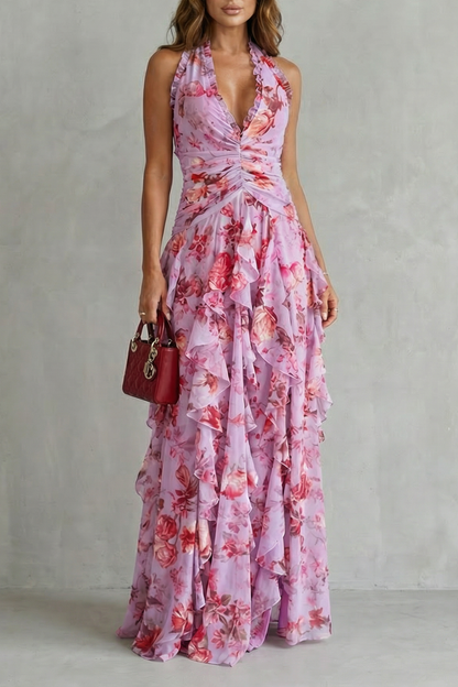 Bellatrix - Floral Halter Maxi Dress