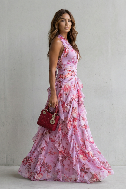 Bellatrix - Floral Halter Maxi Dress
