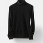 Men's plain long-sleeve turtleneck sweater with ribbed trims