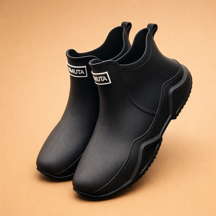 Women's waterproof pull-on ankle boots with lug soles