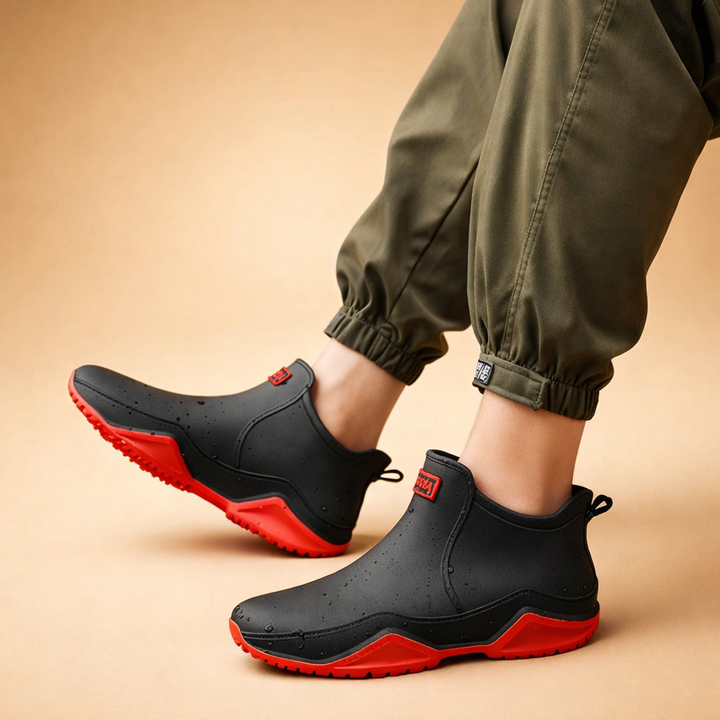 Women's waterproof pull-on ankle boots with lug soles