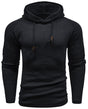 Men's hooded sweatshirt with long sleeves and ribbed shoulder panels