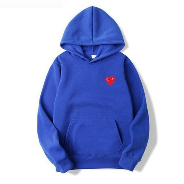 Women's hooded sweatshirt with small heart chest motif and kangaroo pocket
