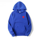 Women's hooded sweatshirt with small heart chest motif and kangaroo pocket
