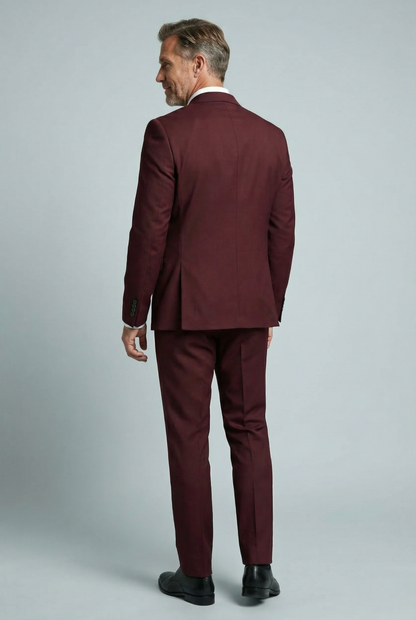 Men's slim fit two piece suit with notch lapels and matching trousers