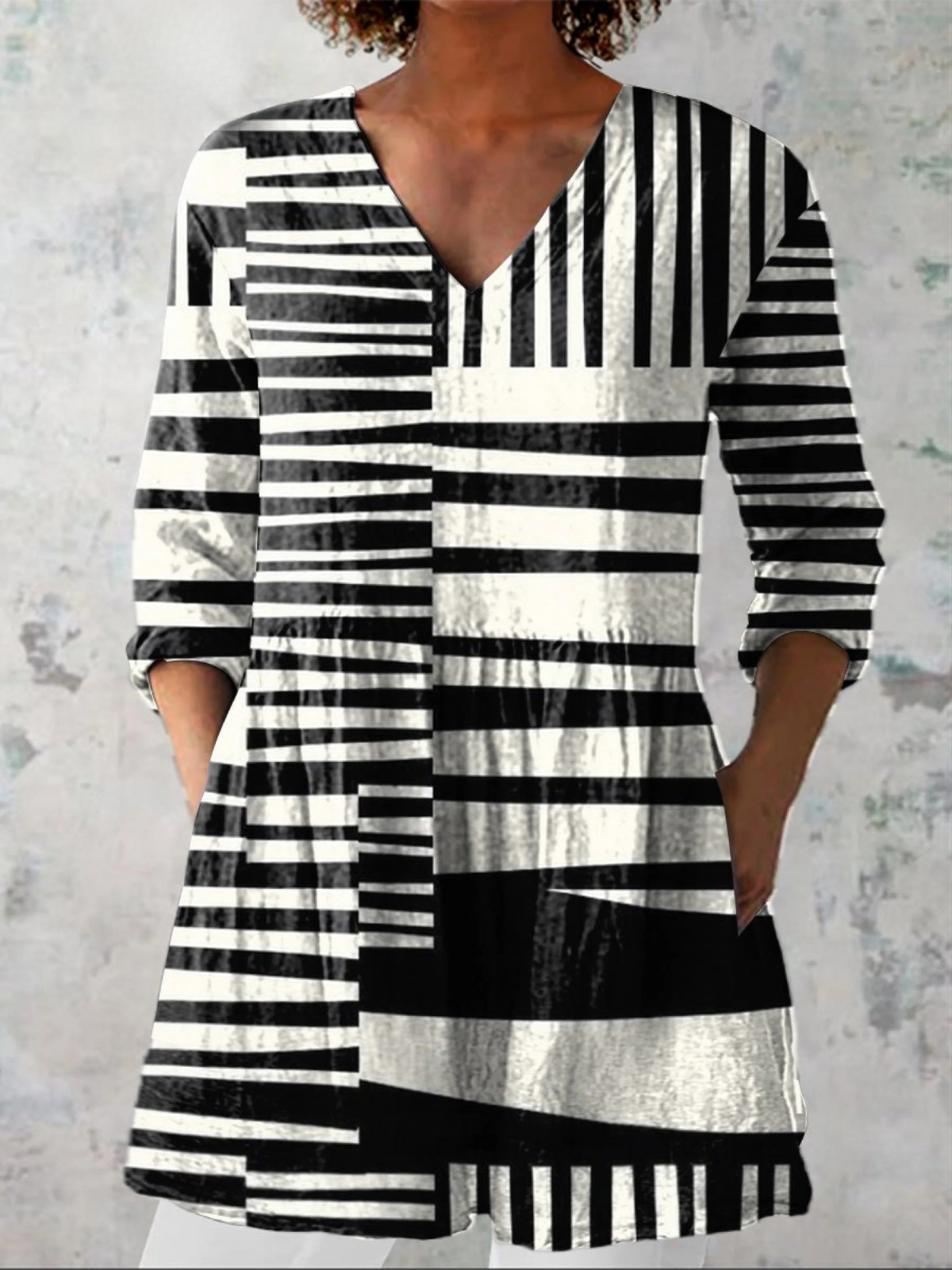 Bronte - Abstract V-Neck Blouse
