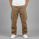 Men's black relaxed fit cargo pants with multiple pockets and straight leg