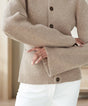 Women's ribbed cardigan with crew neck and button front