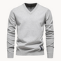 Men's long-sleeve V-neck sweater with ribbed trim