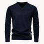 Men's long-sleeve V-neck sweater with ribbed trim