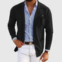 Men's solid blazer with notched lapels, long sleeves, buttons and front pockets