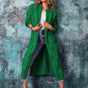 Women's long textured cable knit cardigan with open front and long sleeves