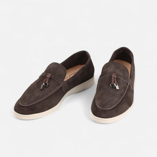 Mocassins à pampilles homme sans lacets, bout rond, semelle plate