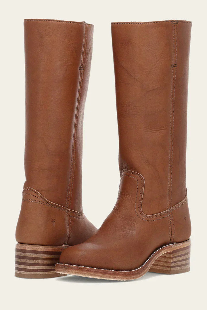 Women's knee-high western cowboy boots with square toe and block heel
