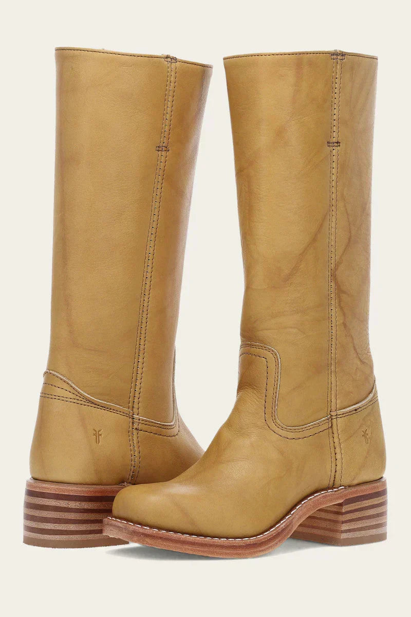 Women's knee-high western cowboy boots with square toe and block heel