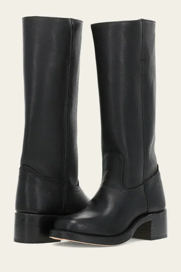 Women's knee-high western cowboy boots with square toe and block heel