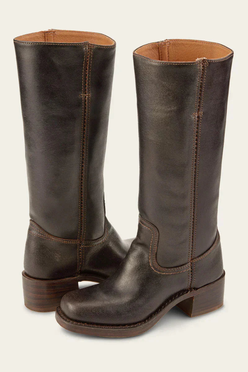 Women's knee-high western cowboy boots with square toe and block heel