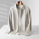 Men's zip-up cardigan with shirt collar and front pockets