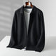 Men's zip-up cardigan with shirt collar and front pockets