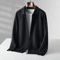 Men's zip-up cardigan with shirt collar and front pockets