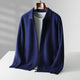 Men's zip-up cardigan with shirt collar and front pockets