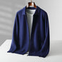 Men's zip-up cardigan with shirt collar and front pockets