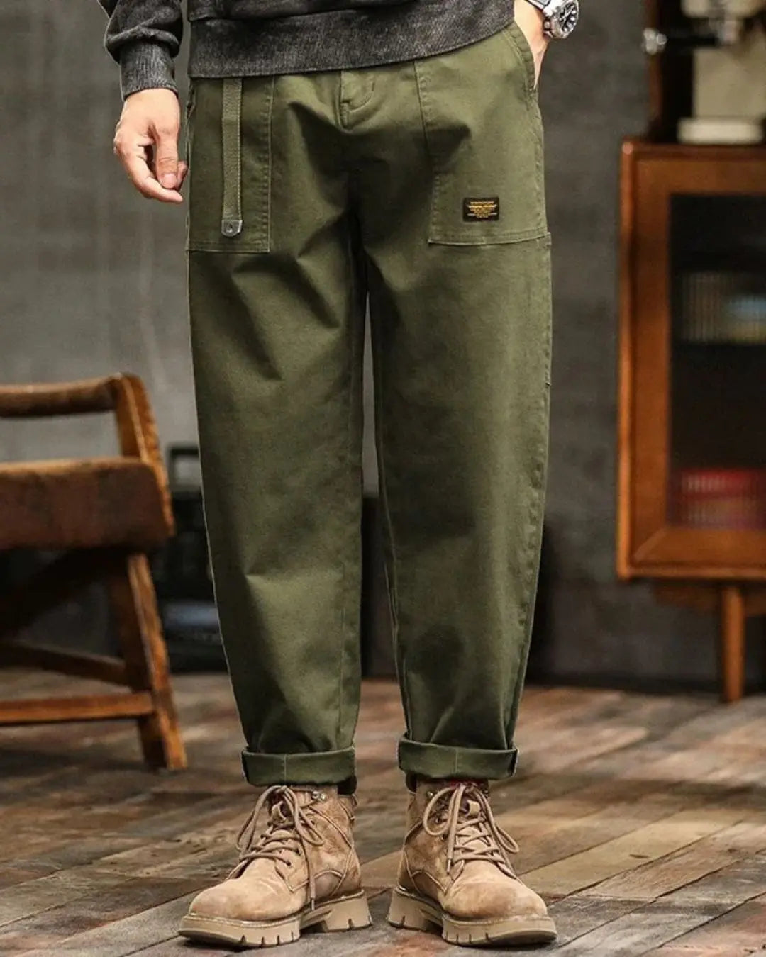 Men's Rugged Cargo Trousers – Utility Pants with Pocket Panels 1