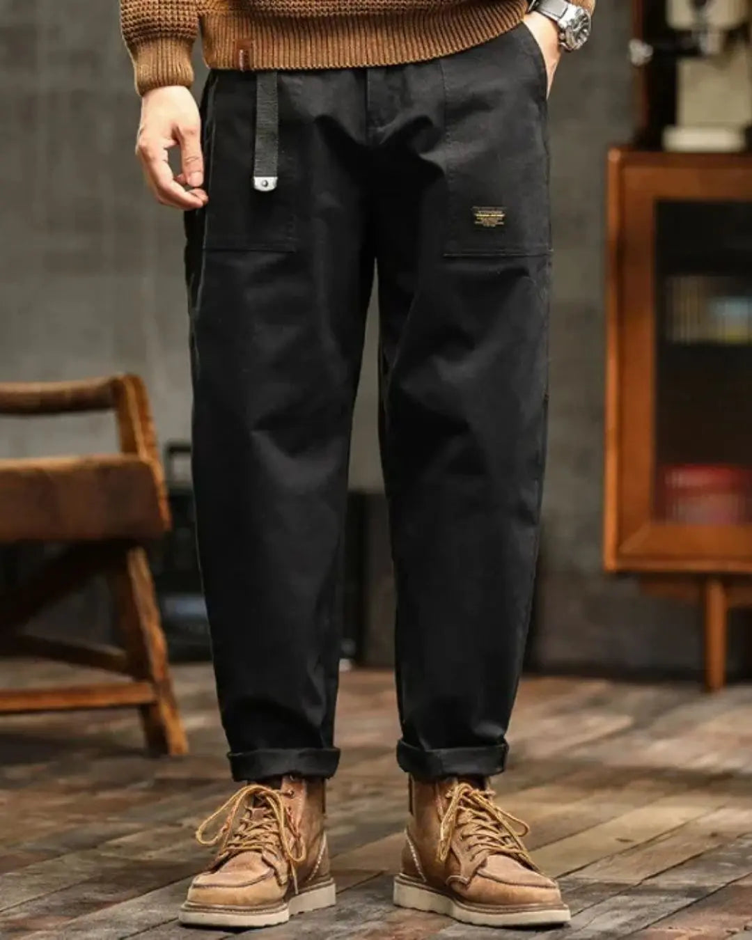 Men's Rugged Cargo Trousers – Utility Pants with Pocket Panels 5