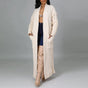 Women's longline cable knit cardigan with open front and front pockets