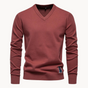 Men's long-sleeve V-neck sweater with ribbed trim