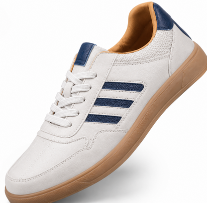 Men's low-top lace-up sneakers with panelled upper and contrasting side stripes
