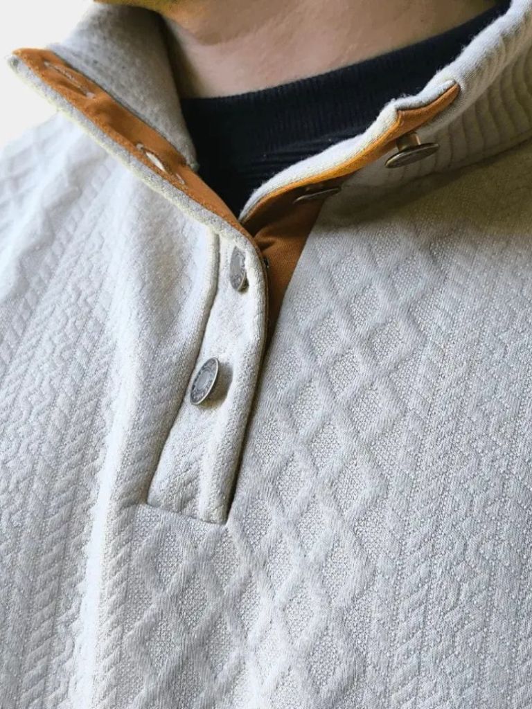 Men's high-collar textured pullover sweater