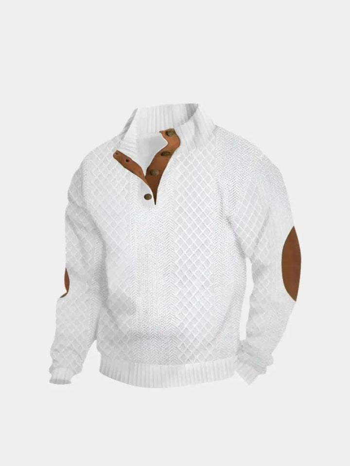 Men's high-collar textured pullover sweater