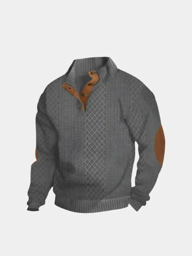 Men's high-collar textured pullover sweater