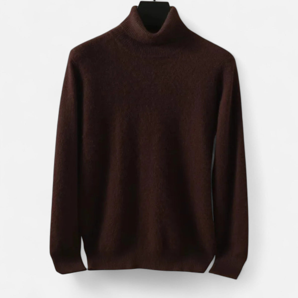 Men's plain long-sleeve turtleneck sweater with ribbed trims
