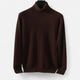 Men's plain long-sleeve turtleneck sweater with ribbed trims