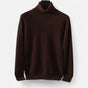 Men's plain long-sleeve turtleneck sweater with ribbed trims