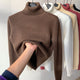 Women's long-sleeve turtleneck sweater with ribbed collar