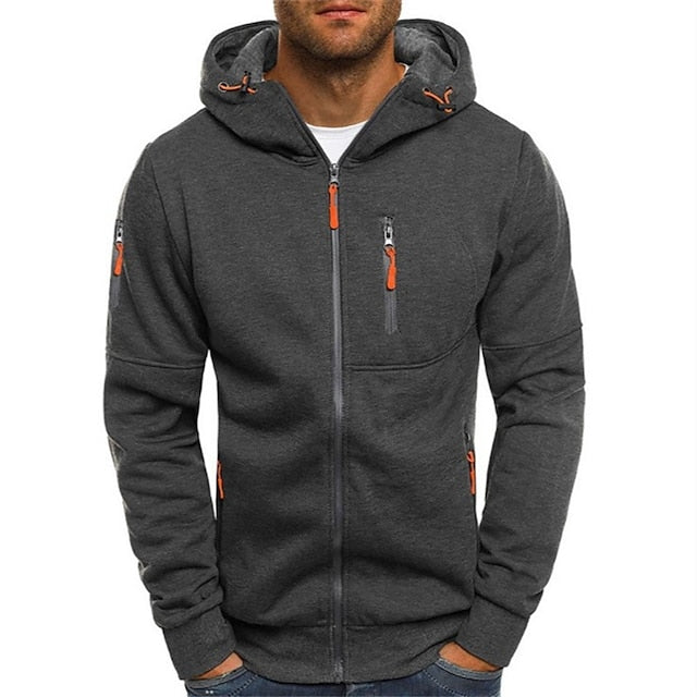 Men's hooded full-zip jacket with zipped pockets